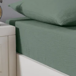 Sensei Maison Drap housse en gaze de coton bonnet 30 cm Lichen 90x200 cm LOFT