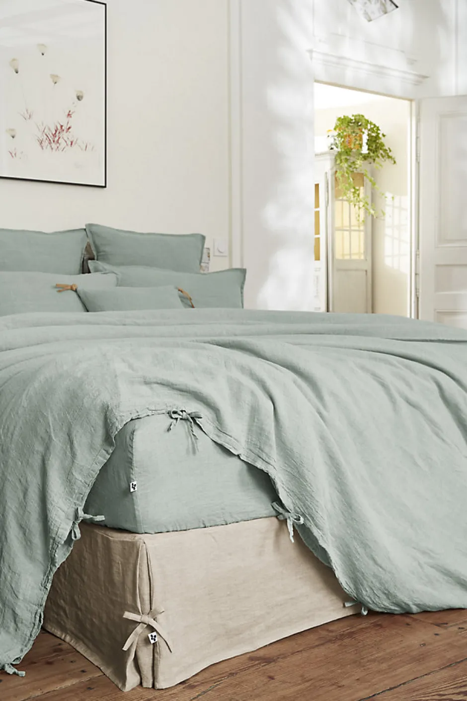 Eden Drap Housse en Lin Lavé 140 x 190 cm Caramel