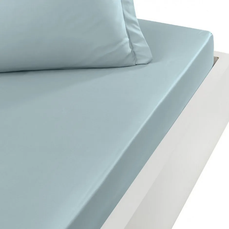 Sensei Maison Drap housse en percale de coton bonnet 30 cm Bleu Arctic 140x200 cm SOFT PERCALE
