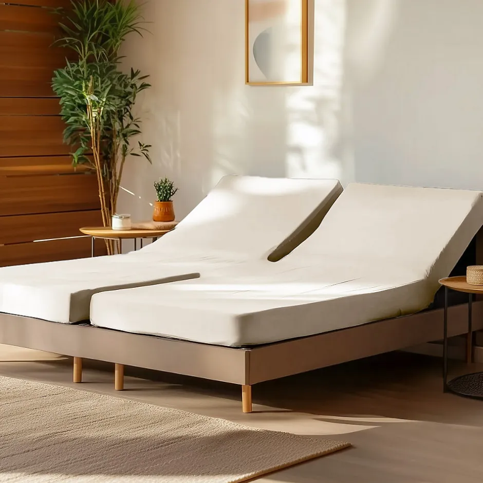 Sensei Maison Drap housse en percale de coton pour lit articulé Ecru 180x200 cm SOFT PERCALE Online