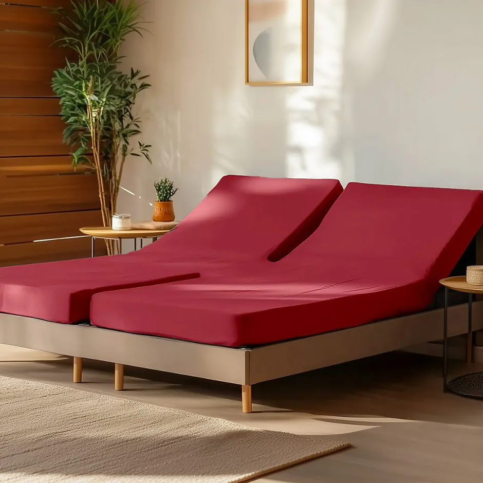 Sensei Maison Drap housse en percale de coton pour lit articulé Cardinal 140x190 cm SOFT PERCALE