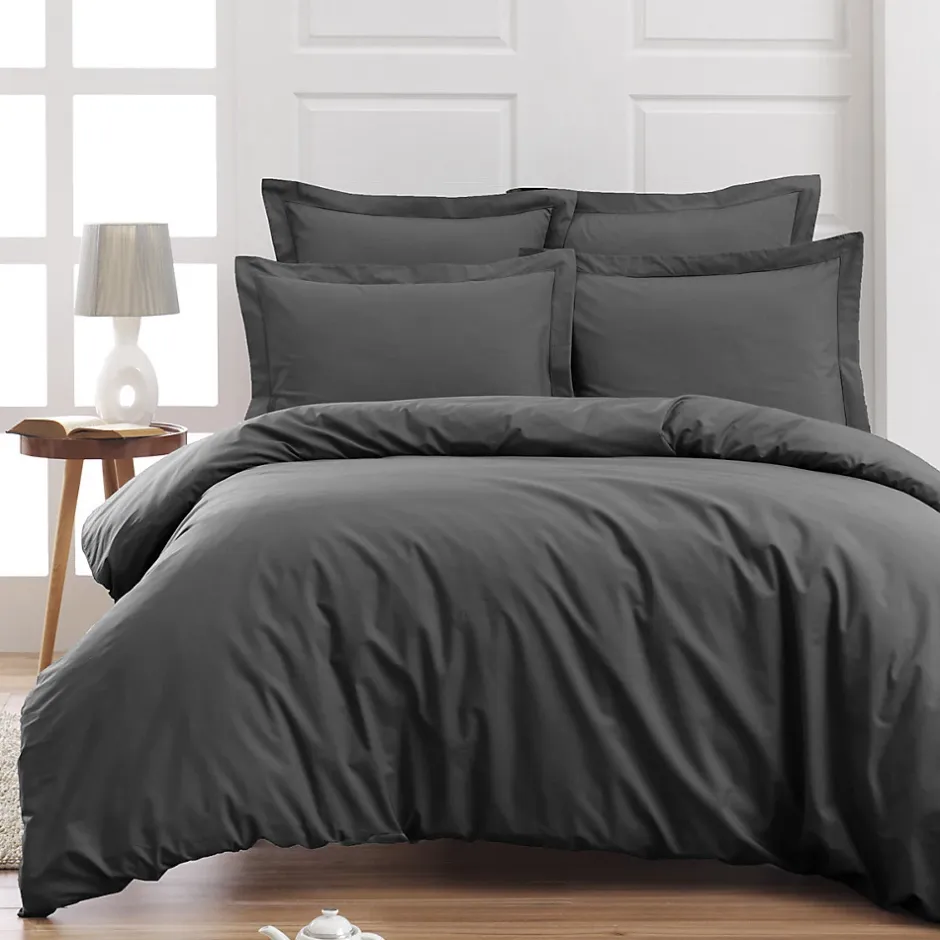 Sensei Maison Drap housse en percale de coton bonnet 30 cm Anthracite 140x190 cm SOFT PERCALE
