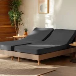 Sensei Maison Drap housse en percale de coton pour lit articulé Anthracite 160x200 cm SOFT PERCALE Online