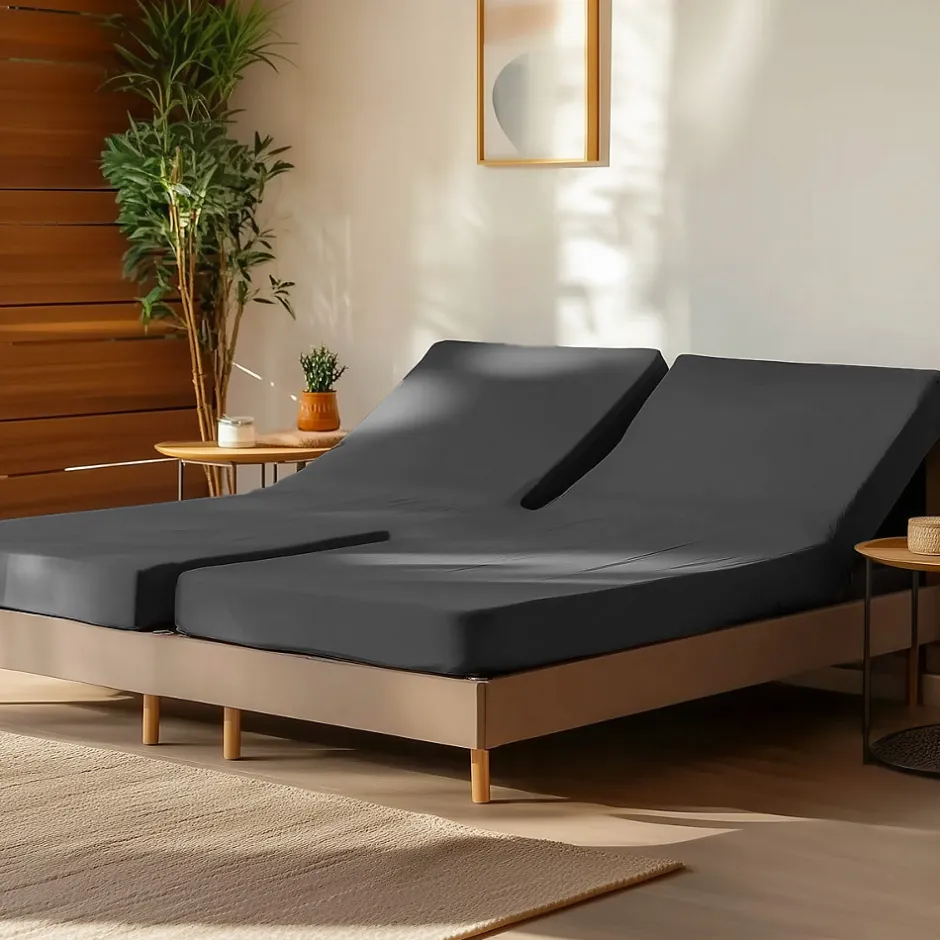 Sensei Maison Drap housse en percale de coton pour lit articulé Anthracite 160x200 cm SOFT PERCALE Online
