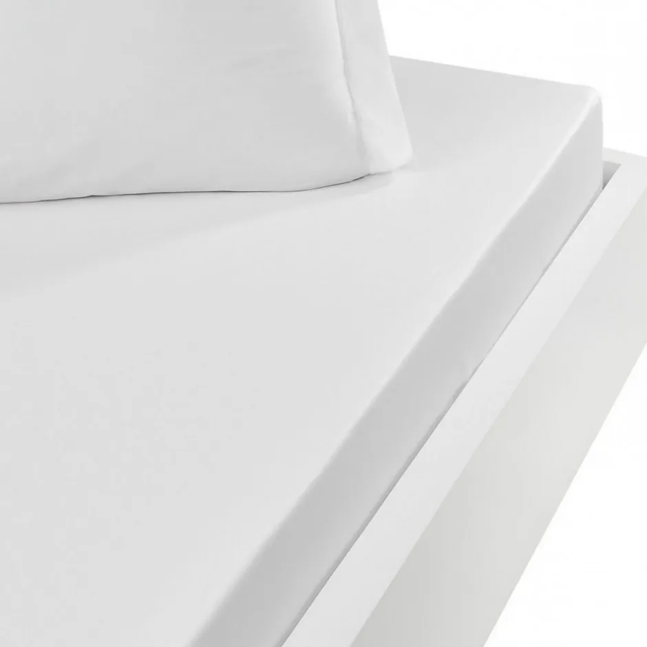 Sensei Maison Drap housse en percale de coton bonnet 30 cm Blanc 140x200 cm SOFT PERCALE