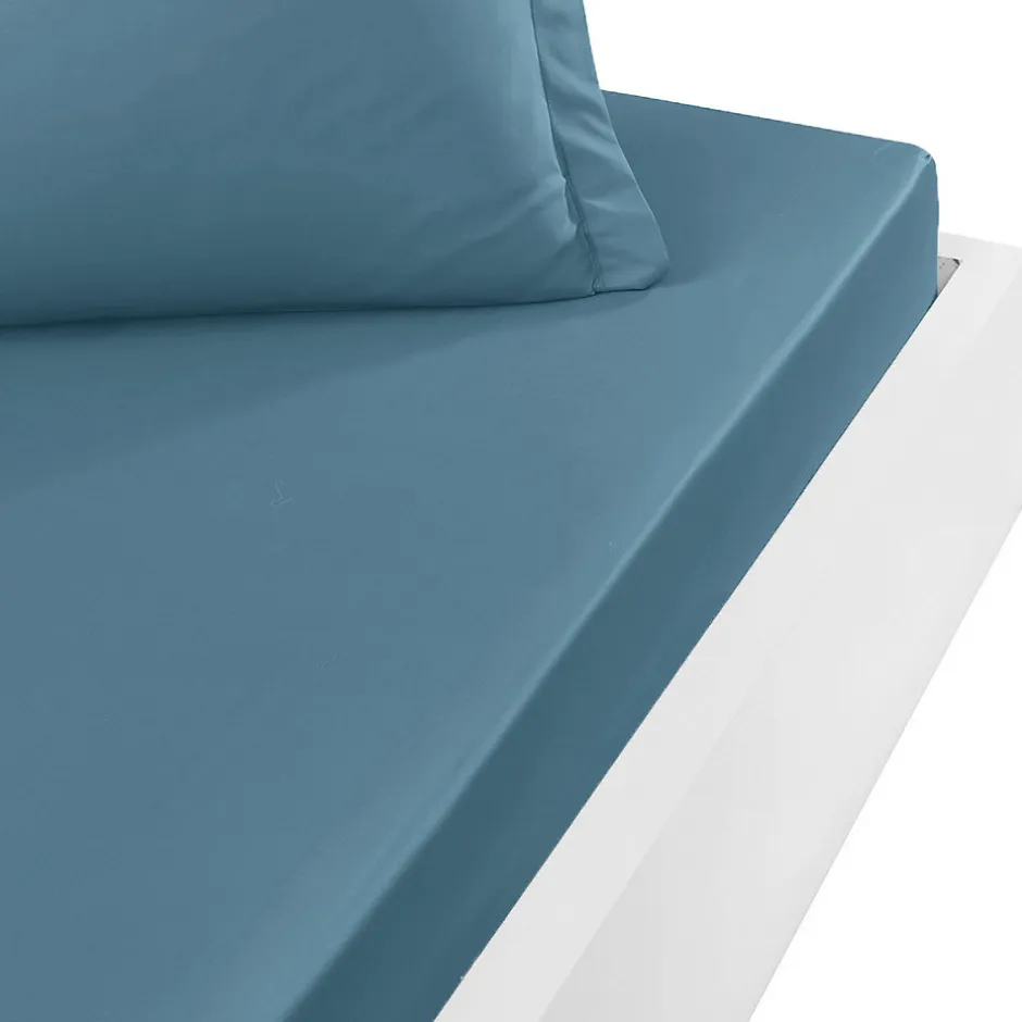 Sensei Maison Drap housse en percale de coton bonnet 30 cm Cobalt 120x190 cm SOFT PERCALE