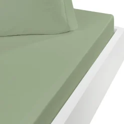 Sensei Maison Drap housse en percale de coton bonnet 30 cm Sauge 140x190 cm SOFT PERCALE