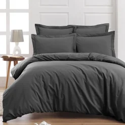 Sensei Maison Drap housse en percale de coton bonnet 30 cm Anthracite 80x200 cm SOFT PERCALE