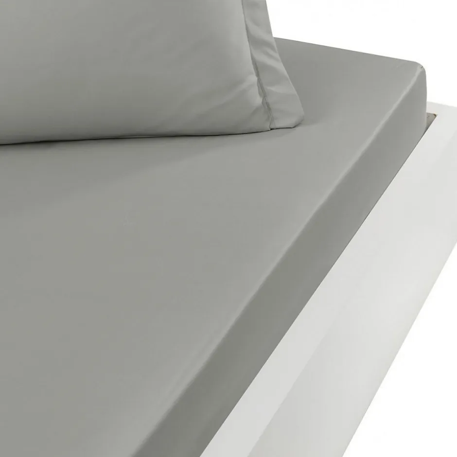 Sensei Maison Drap housse en percale de coton bonnet 30 cm Gris Perle 140x190 cm SOFT PERCALE