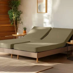 Sensei Maison Drap housse en percale de coton pour lit articulé Taupe 180x200 cm SOFT PERCALE Hot