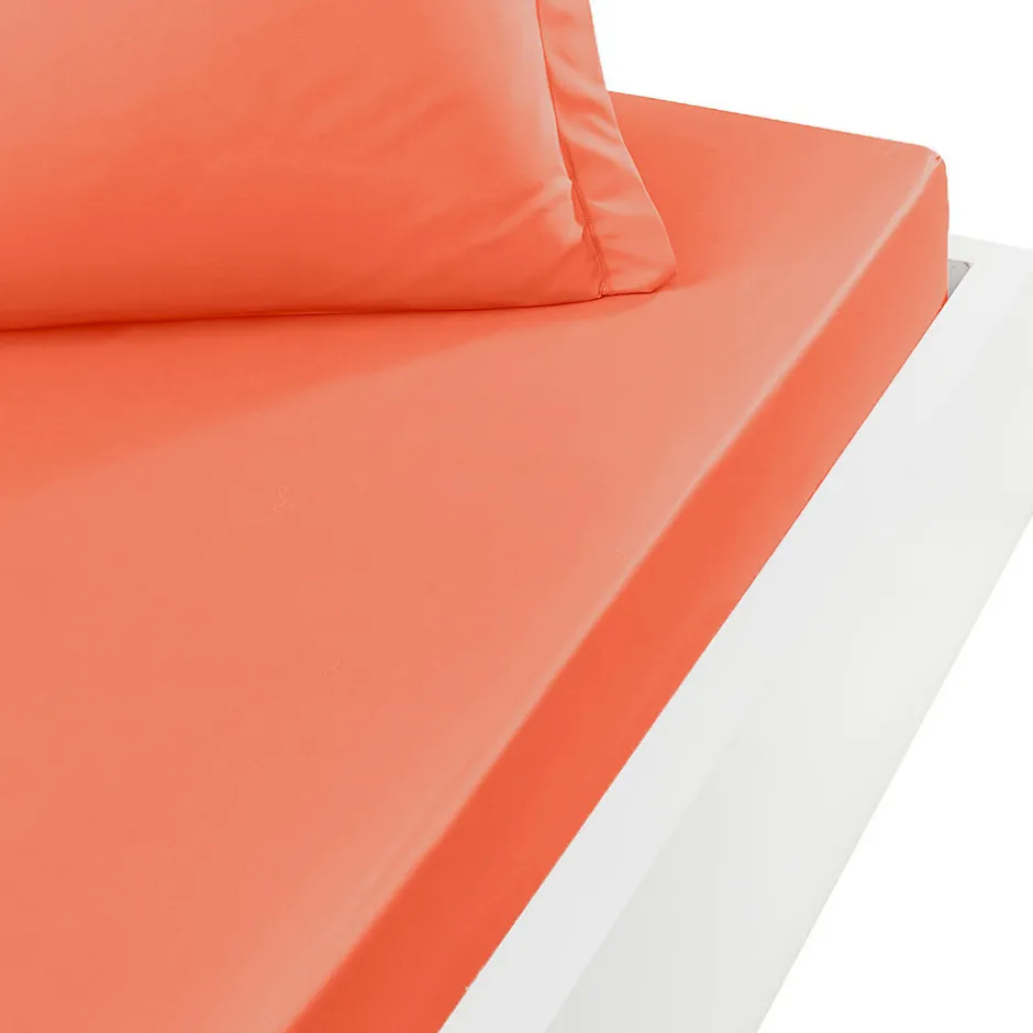 Sensei Maison Drap housse en percale de coton bonnet 30 cm Corail 200x200 cm SOFT PERCALE