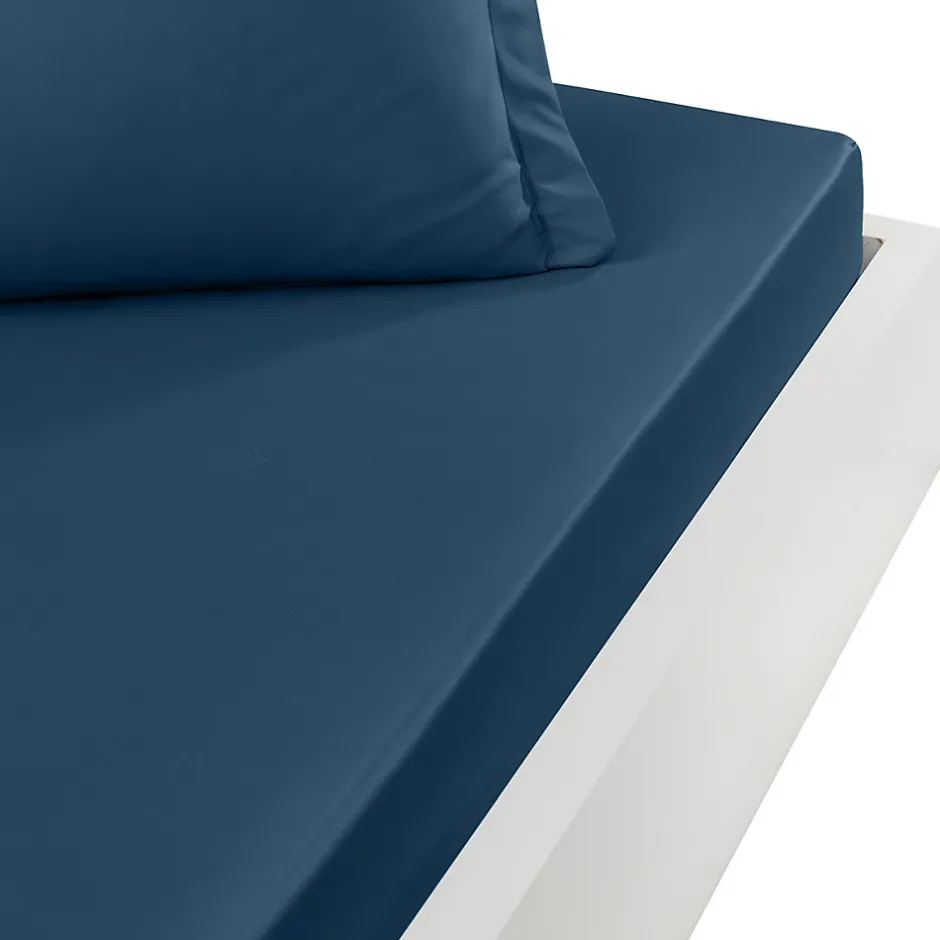 Sensei Maison Drap housse en percale de coton pour lit articulé Indigo 180x200 cm SOFT PERCALE New