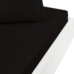 Sensei Maison Drap housse en percale de coton bonnet 30 cm Noir 140x200 cm SOFT PERCALE