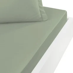 Sensei Maison Drap housse en percale de coton pour lit articulé Sauge 140x190 cm SOFT PERCALE