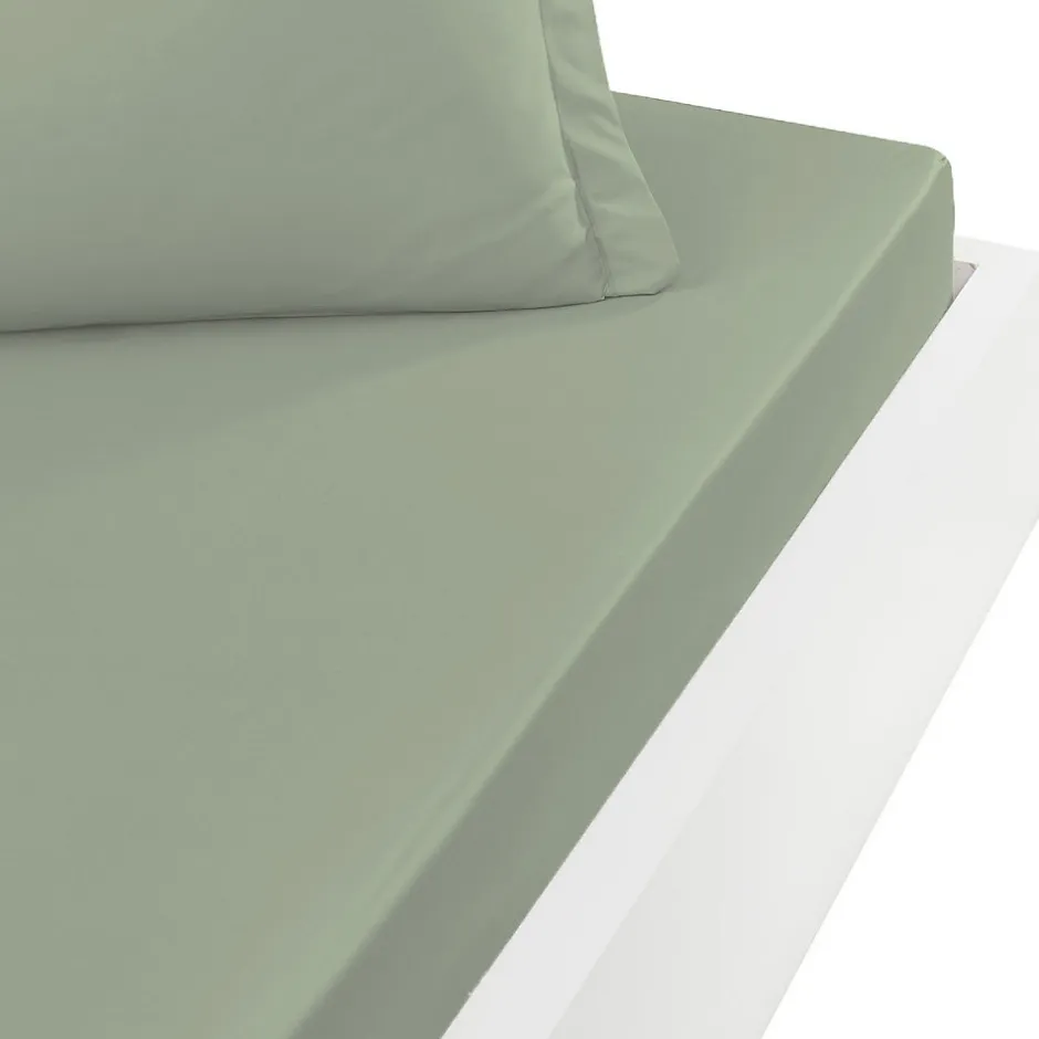Sensei Maison Drap housse en percale de coton pour lit articulé Sauge 140x190 cm SOFT PERCALE