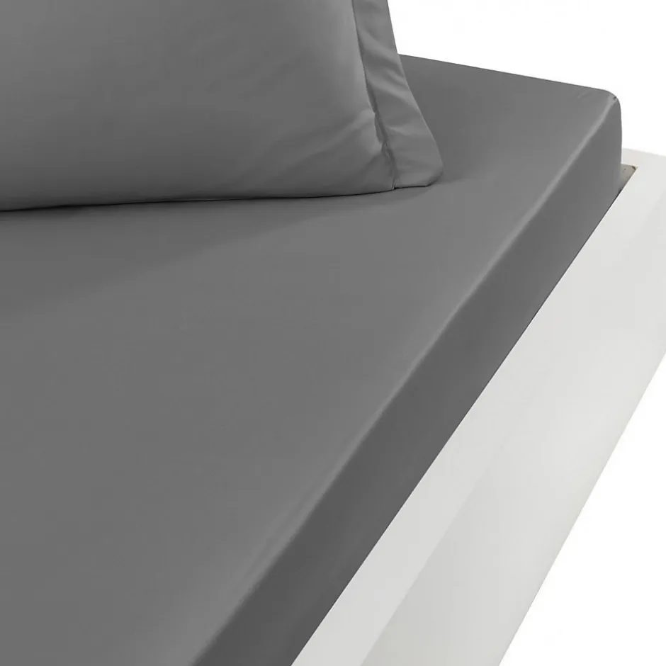 Sensei Maison Drap housse en percale de coton bonnet 30 cm Galet 200x200 cm SOFT PERCALE