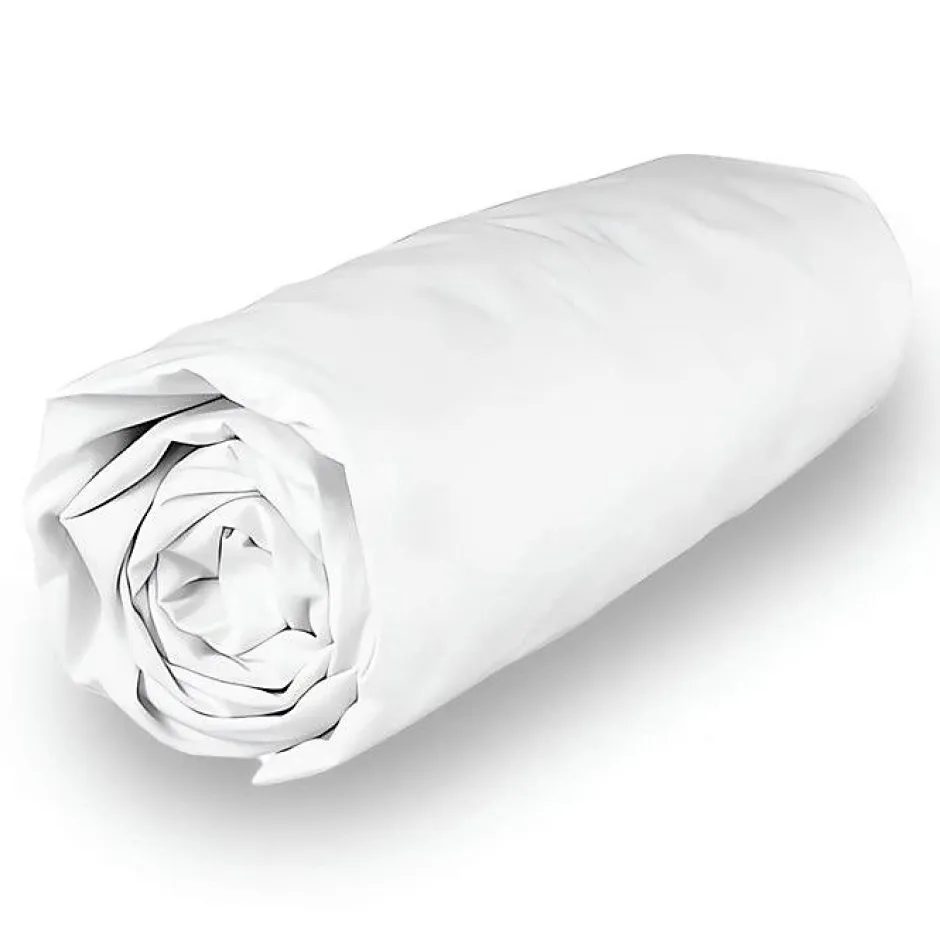 Soleil D'Ocre Drap housse en polycoton 160x200 cm PERCALE blanc, par