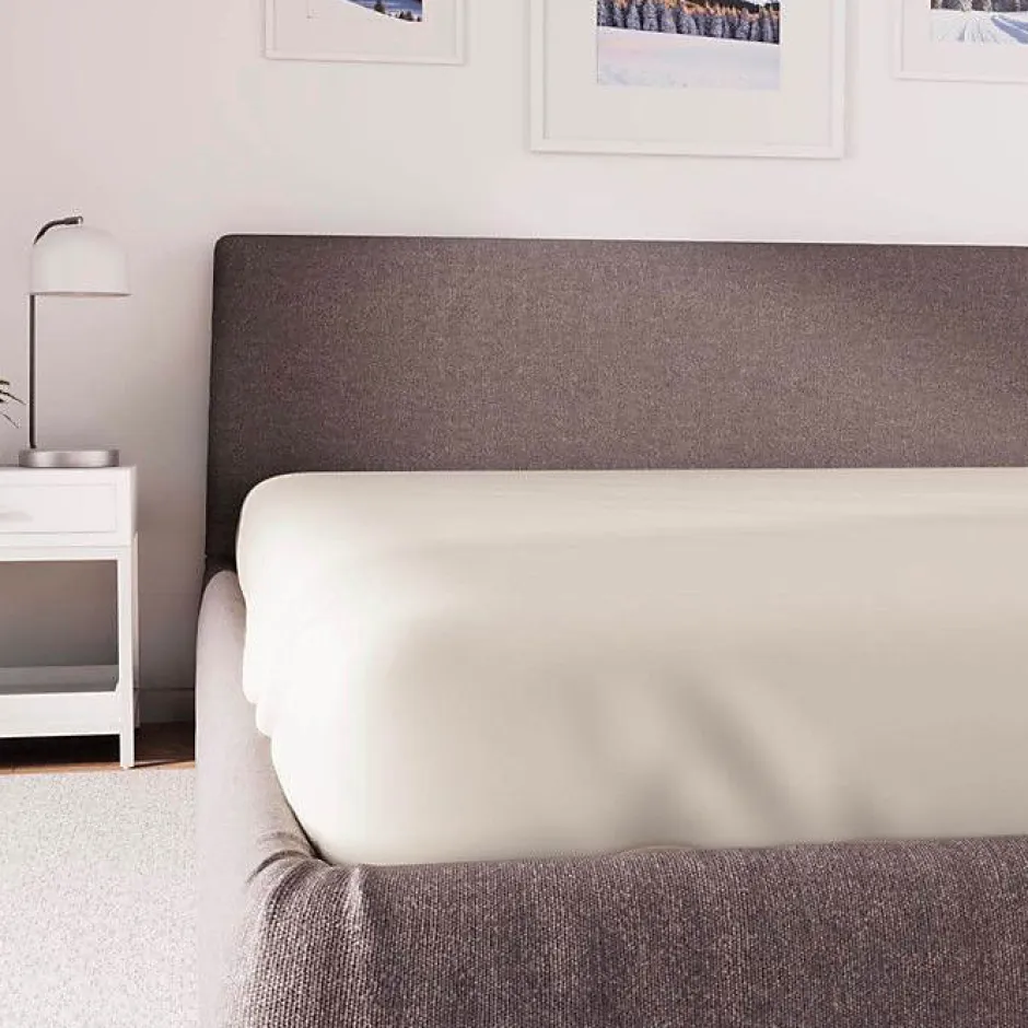 Soleil D'Ocre Drap housse en polycoton 160x200 cm PERCALE lin, par Hot