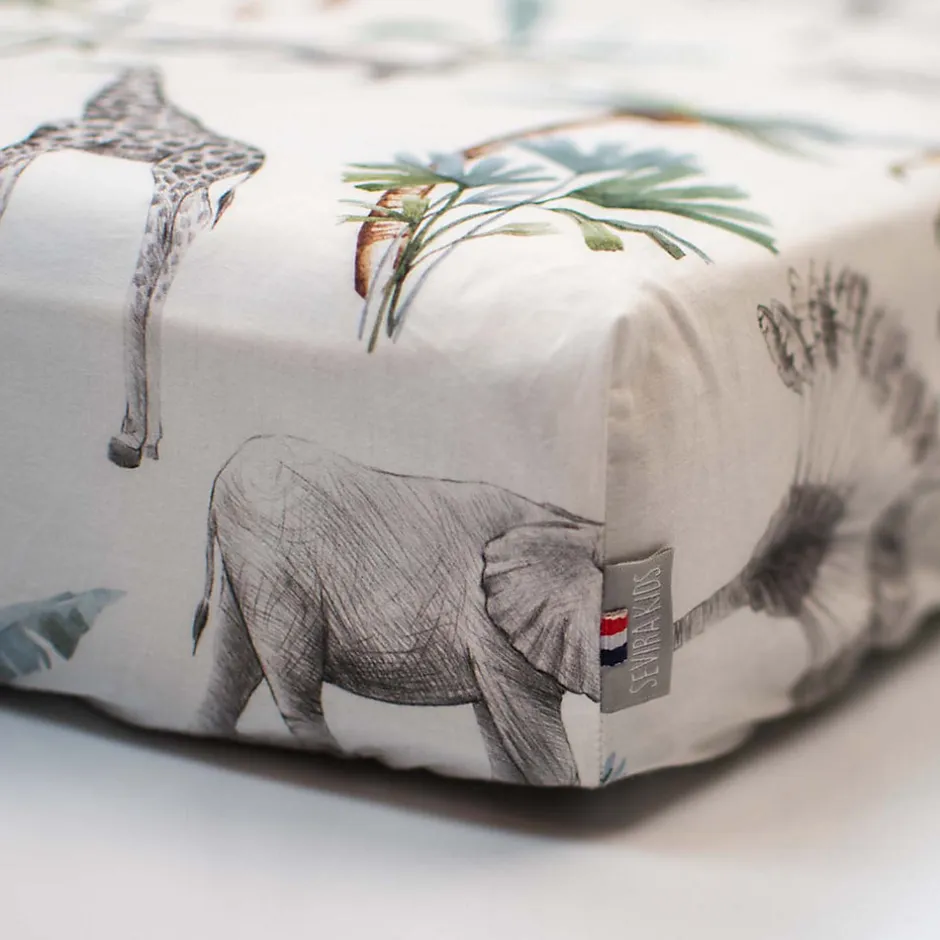 Sevira Kids Drap housse en satin de coton Safari