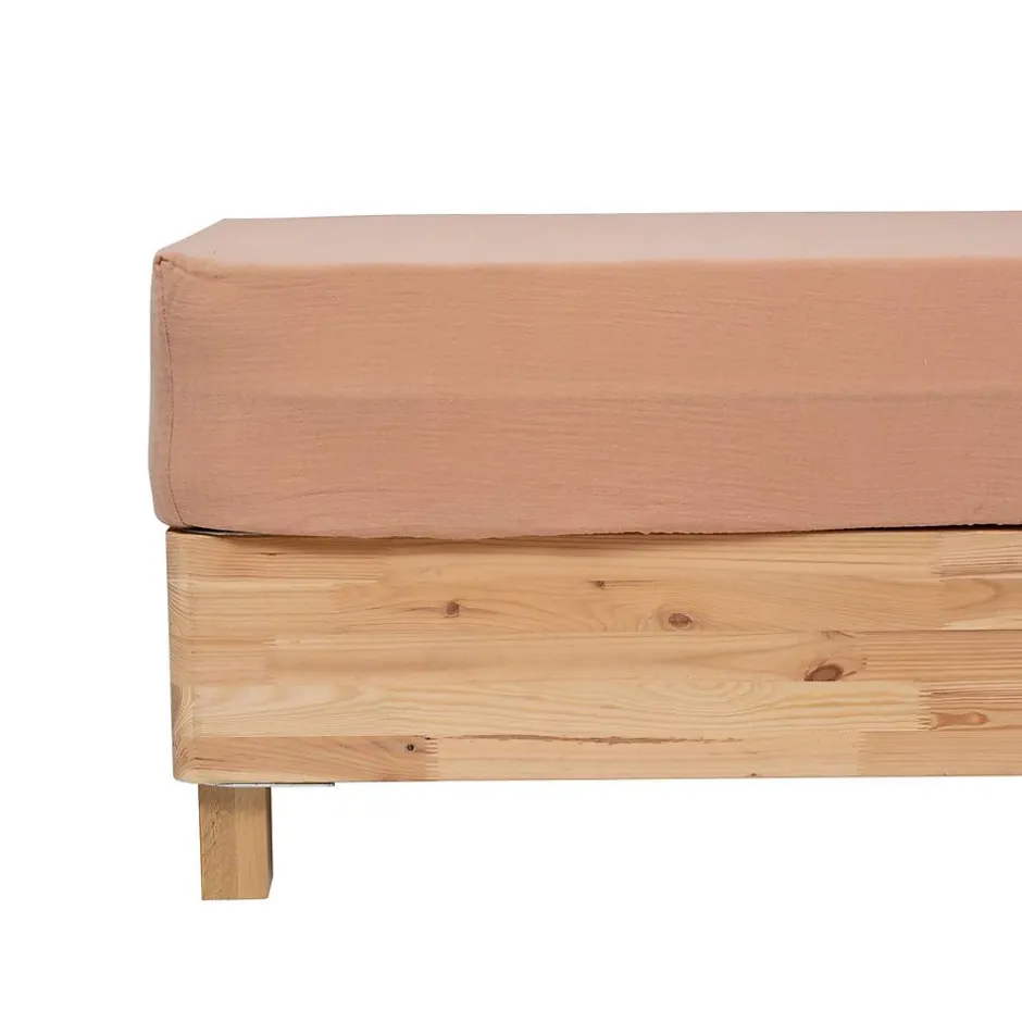 Atmosphera Créateur D'Intérieur Drap housse Flora gaze de coton rose 160x200cm - Atmosphera Clearance