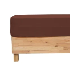 Atmosphera Créateur D'Intérieur Drap housse Flora gaze de coton marron 160x200cm - Atmosphera