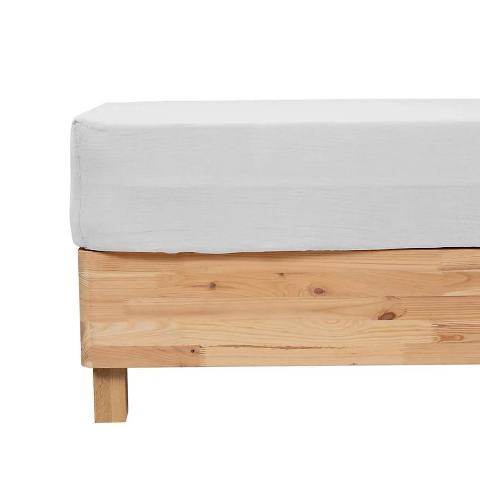 Atmosphera Créateur D'Intérieur Drap housse Flora gaze de coton blanc 140x190cm - Atmosphera
