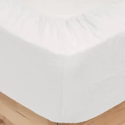 Atmosphera Créateur D'Intérieur Drap housse Flora gaze de coton blanc 160x200cm - Atmosphera Clearance