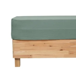 Atmosphera Créateur D'Intérieur Drap housse Flora gaze de coton vert céladon 140x190cm - Atmosphera