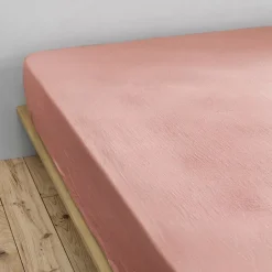L'Effet Papillon Drap housse "Gaïa" toutes dimensions "Gaze de Coton" - Gaïa Rose Pêche - 200 x 200 cm bonnet de 30 cm