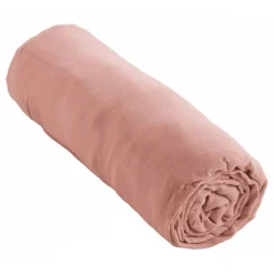 L'Effet Papillon Drap housse "Gaïa" toutes dimensions "Gaze de Coton" - Gaïa Rose Pêche - 200 x 200 cm bonnet de 30 cm