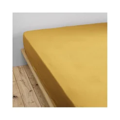 L'Effet Papillon Drap housse "Gaïa" toutes dimensions "Gaze de Coton" - Gaïa Safran - 180 x 200 cm bonnet de 30 cm Discount