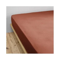L'Effet Papillon Drap housse "Gaïa" toutes dimensions "Gaze de Coton" - Gaïa Terracotta - 140 x 190 cm bonnet de 30 cm Best