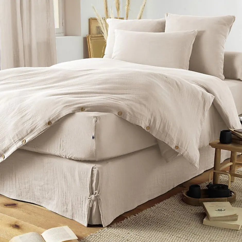 L'Effet Papillon Drap housse "Gaïa" toutes dimensions "Gaze de Coton" - Gaïa Pampa - 90 x 190 cm bonnet de 30 cm