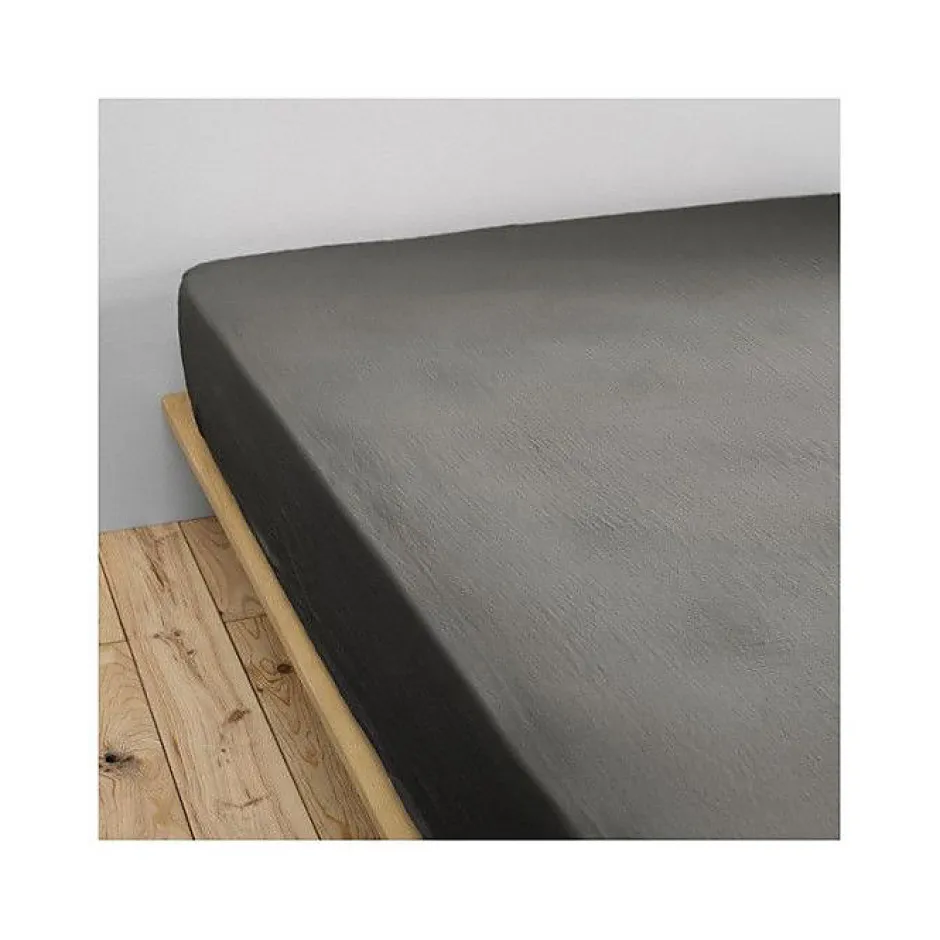 L'Effet Papillon Drap housse "Gaïa" toutes dimensions "Gaze de Coton" - Gaia Granit - 140 x 200 cm bonnet de 30 cm Discount