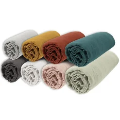L'Effet Papillon Drap housse "Gaïa" toutes dimensions "Gaze de Coton" - Gaia Minuit - 140 x 200 cm bonnet de 30 cm Outlet