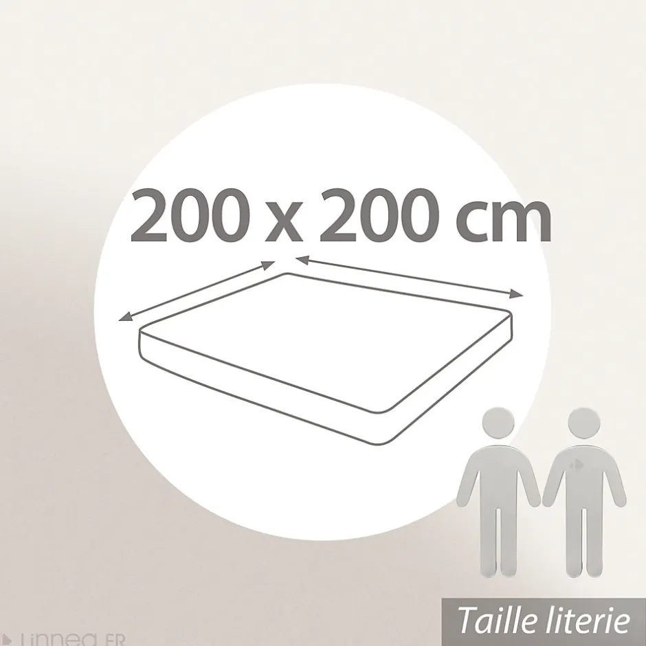 Linnea Drap housse imprimé 200x200 cm bonnet 30 cm satin de coton ENZO bleu