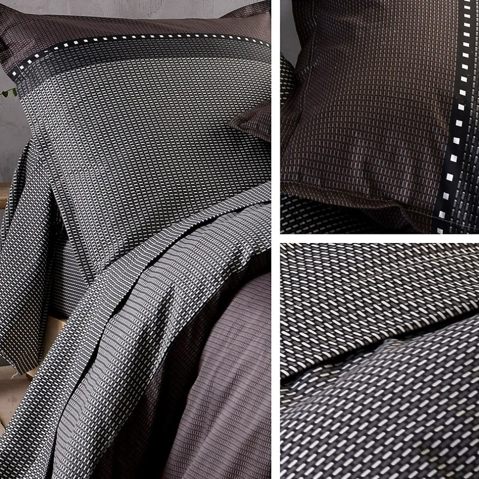Linnea Drap housse imprimé 140x190 cm bonnet 30 cm satin de coton ENZO noir
