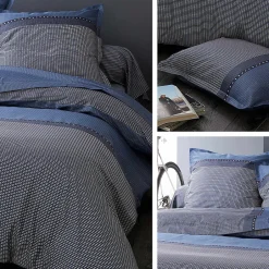 Linnea Drap housse imprimé 90x200 cm bonnet 30 cm satin de coton ENZO bleu