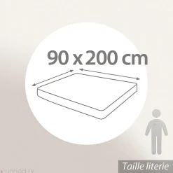Linnea Drap housse imprimé 90x200 cm bonnet 30 cm satin de coton ENZO bleu