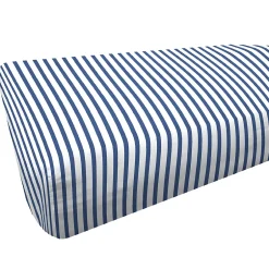 Linnea Drap housse imprimé 90x190 cm coton biologique OCTOPUSSE à rayures Bleu et Blanc Bonnet 25 cm Clearance