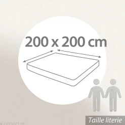 Linnea Drap housse imprimé 200x200 cm percale de coton ASIA gris Anthracite Bonnet 40 cm
