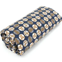 Linnea Drap housse imprimé 90x200 cm percale de coton ROMEO bleu Baltique Bonnet 40 cm