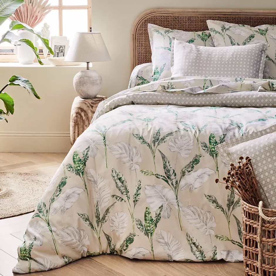 Linnea Drap housse imprimé 200x200 cm satin de coton VOYAGE Lin Bonnet 30 cm Online