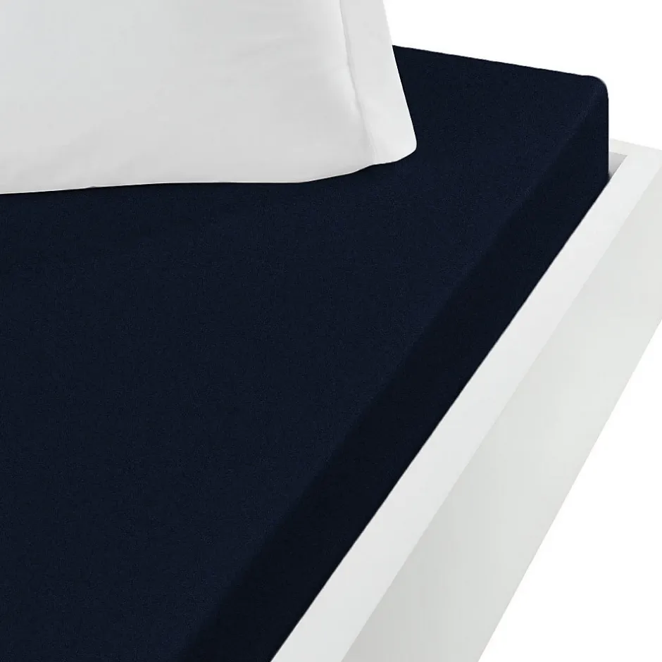Sensei Maison Drap housse jersey coton peigné extensible bonnet 30 cm Bleu Nuit 140x190 cm MANHATTAN