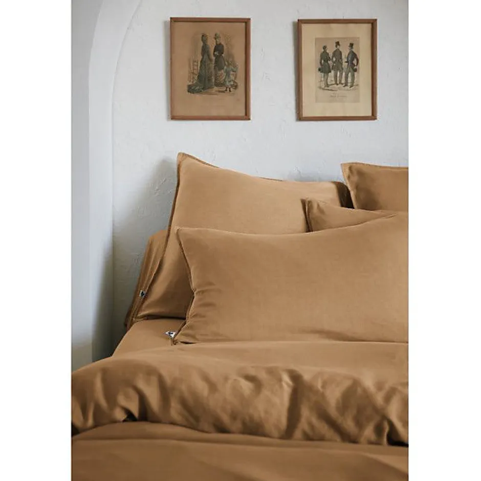 L'Effet Papillon Drap housse "Lysandre" toutes dimensions "Lyocel" - Lysandre Camel - 180 x 200 cm bonnet de 30 cm Hot