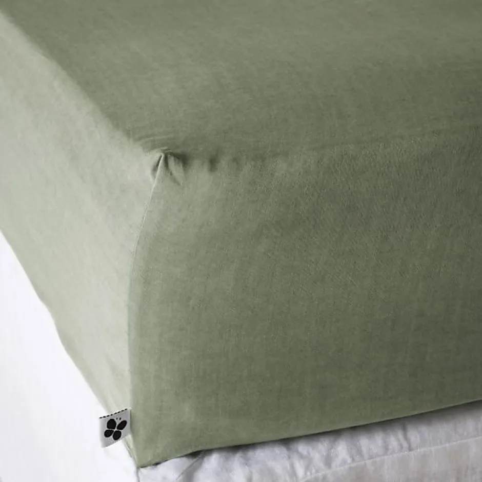 L'Effet Papillon Drap housse "Lysandre" toutes dimensions "Lyocel" - Lysandre Thym - 160 x 200 cm bonnet de 30 cm