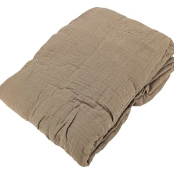 Linnea Drap housse MILOS mousseline de coton 140x200 cm bonnet 30 cm uni marron camel