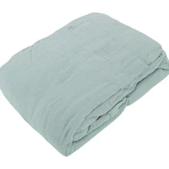 Linnea Drap housse MILOS mousseline de coton 140x200 cm bonnet 30 cm uni vert lichen