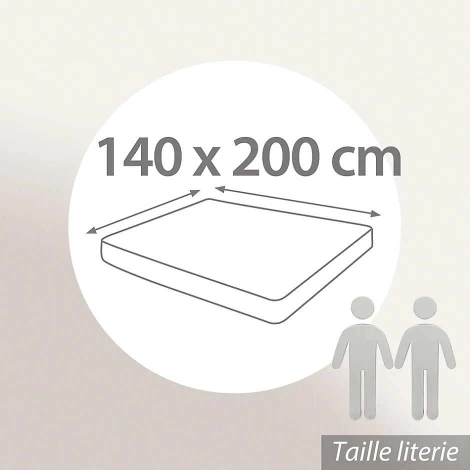 Linnea Drap housse MILOS mousseline de coton 140x200 cm bonnet 30 cm uni vert lichen