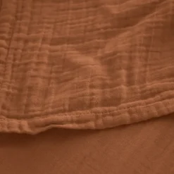 Linnea Drap housse MILOS mousseline de coton 140x200 cm bonnet 30 cm uni marron terre cuite
